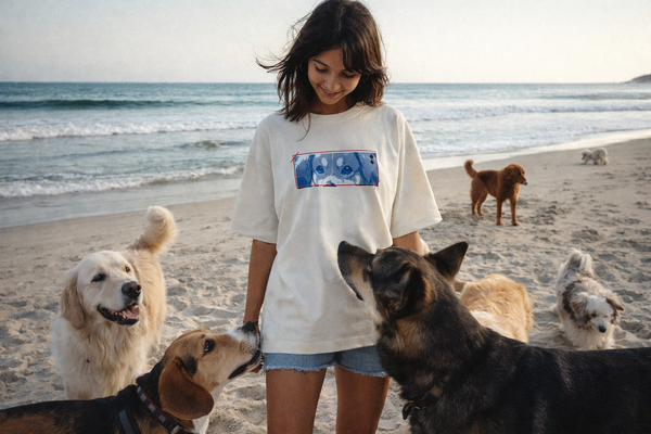 Dog Eyes - Unisex Terry Oversized Tee
